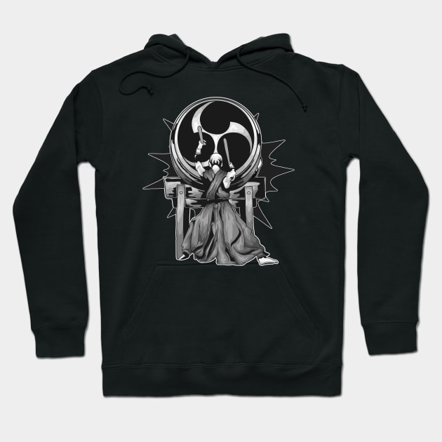 Taiko Odaiko Drummer Black & White Illustration Hoodie by BonnaVida